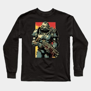 Dystopian Knight in Full Armor - Post Apocalyptic Long Sleeve T-Shirt